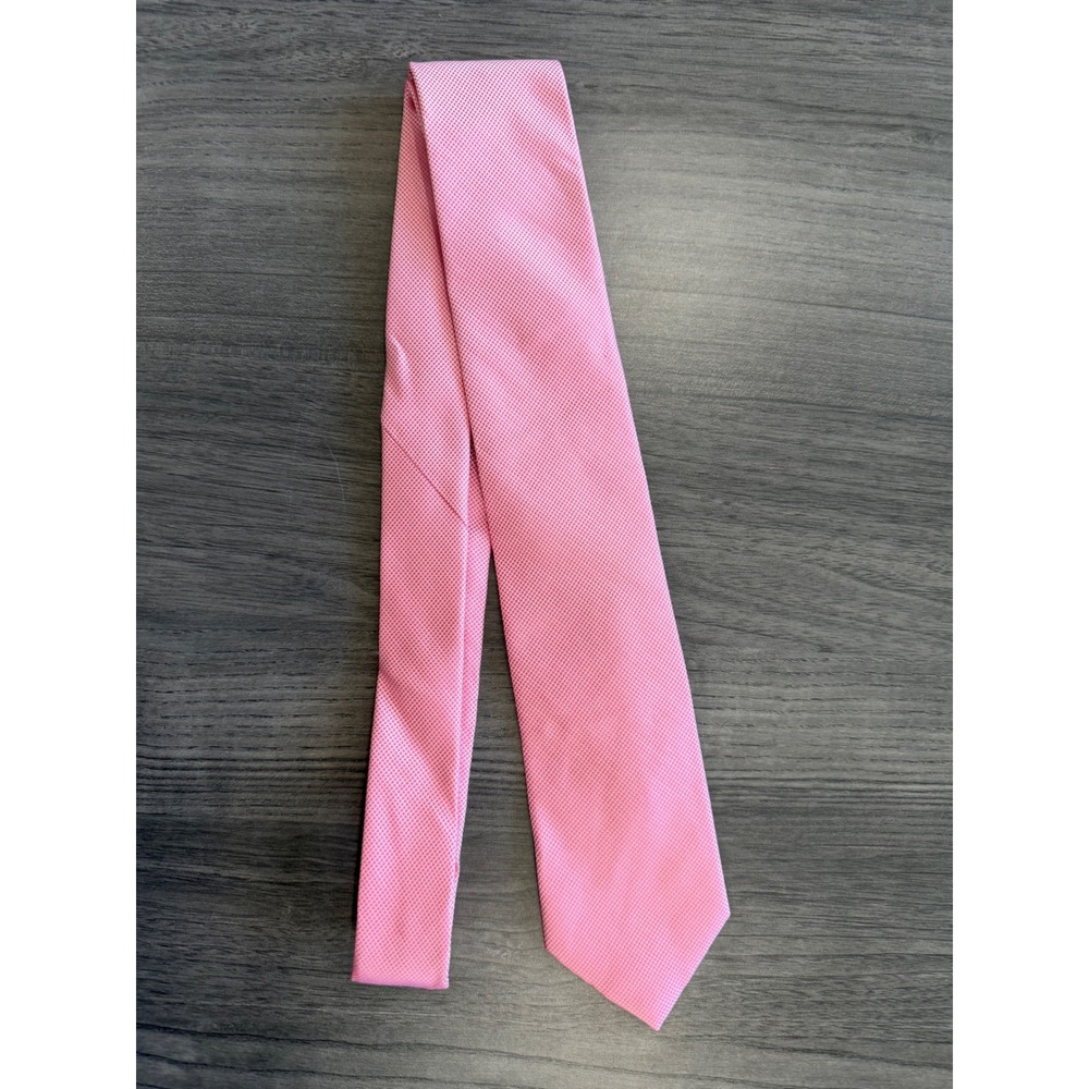Calvin Klein 100% Silk Tie Pink Micro Geometric Y2K Preppy Minimalist